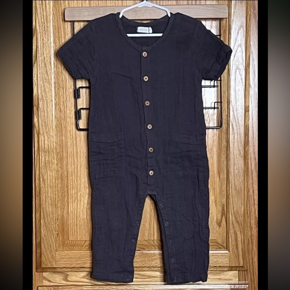 Jamie Kay Jumpsuit One Piece Boy Girl 2 Years Muslin Cloth Dark Gray Modern